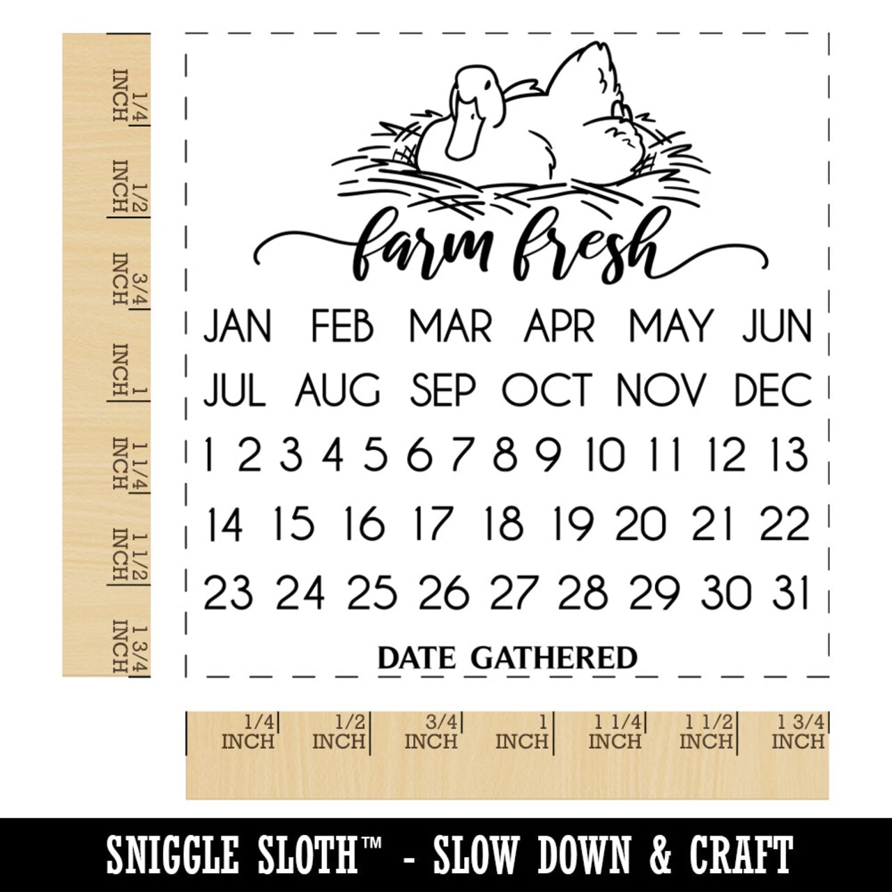 Farm Fresh Duck Egg Carton Perpetual Calendar Date Gathered Square